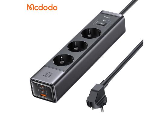 Mcdodo CH-0620 6 in 1 30W GaN Surge Protection Power Strip EU Plug - Black